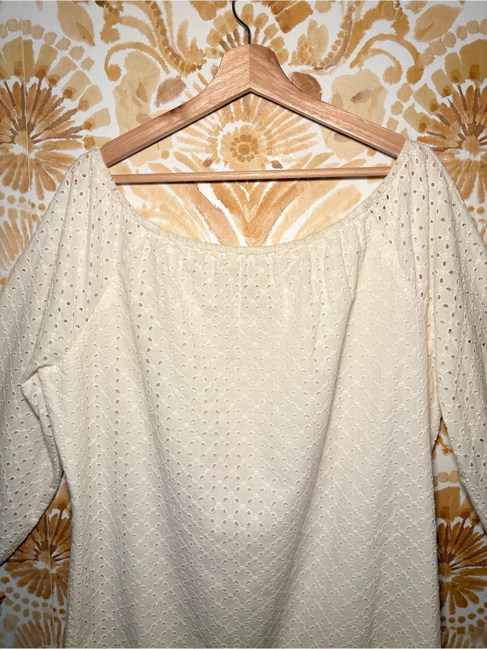 Michael Kors Off White Eyelet Shift Dress Balloon Sleeve Boho Romantic Feminine - Picture 7 of 11